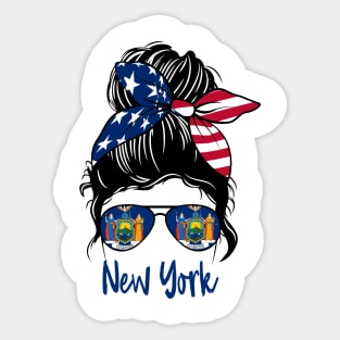 New York girl Messy bun , American Girl , New York Flag Sticker